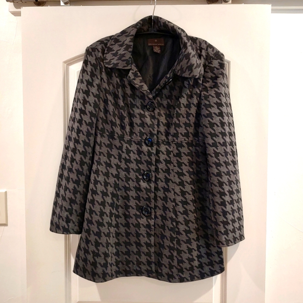 Houndstooth Grey Black Blazer Jacket Penn Wright Manson Dark Academia Size S